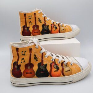 Guitar High Top Canvas Sneakers Adult Unisex Men's 7, Womens 8.5 see description